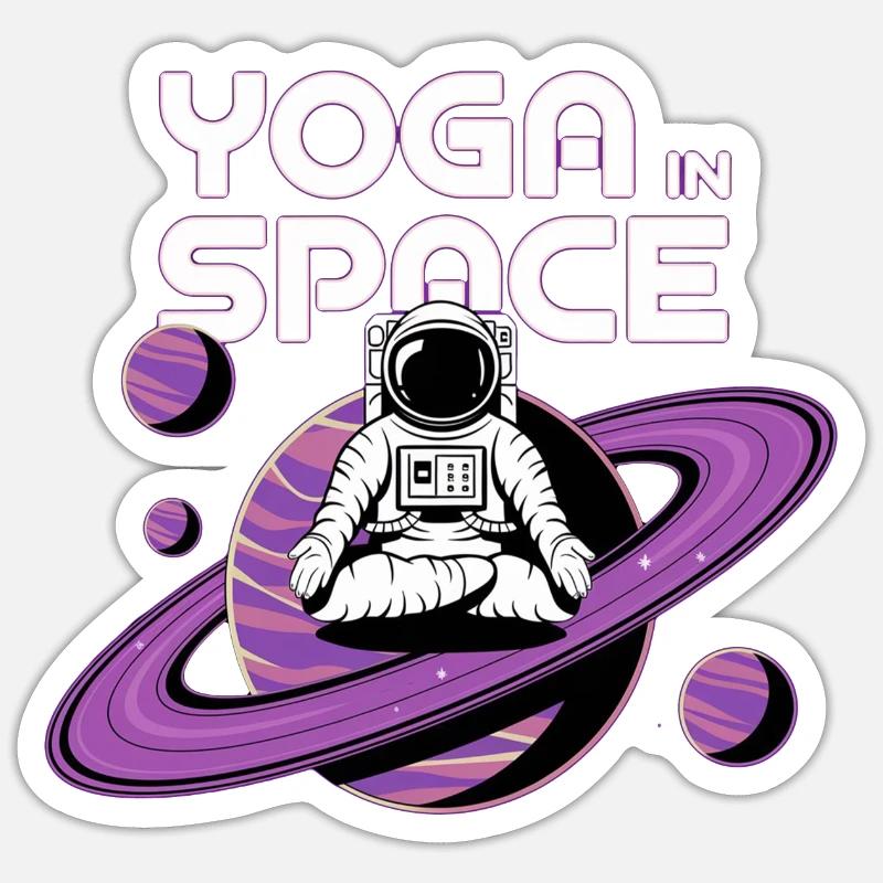 yoga dans l'espace - Sticker taille S (10 x 10 cm) - blanc mat