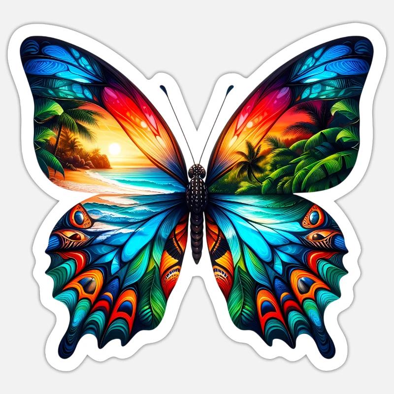 Papillon - Sticker taille S (10 x 10 cm) - blanc mat