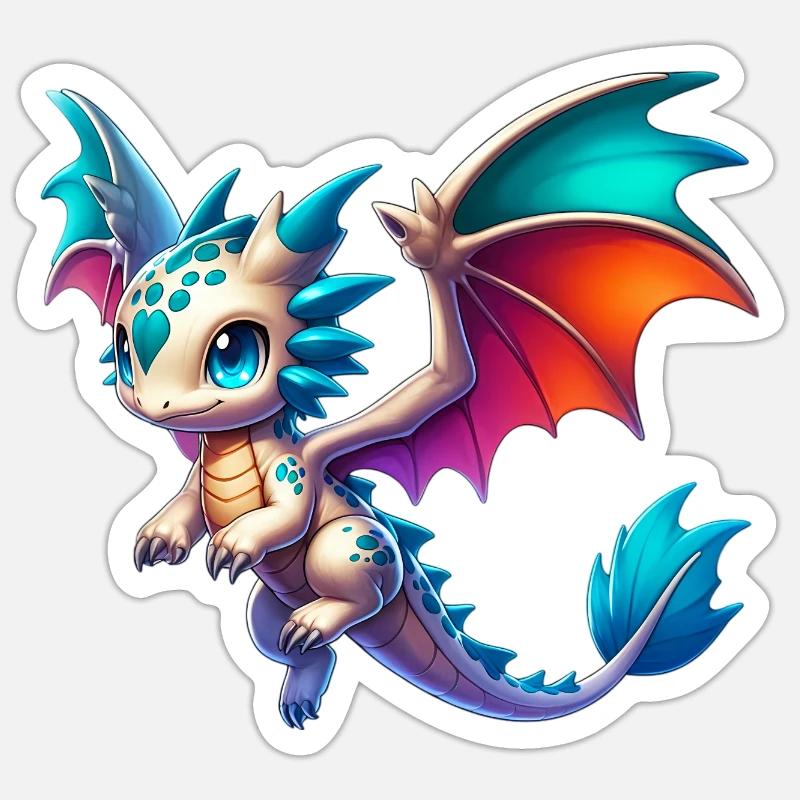 Dragon - Sticker taille S (10 x 10 cm) - blanc mat