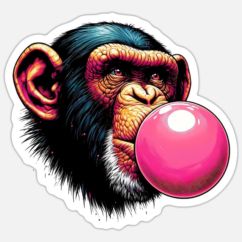 Affe - Sticker Größe S (10 x 10 cm) - Mattweiß