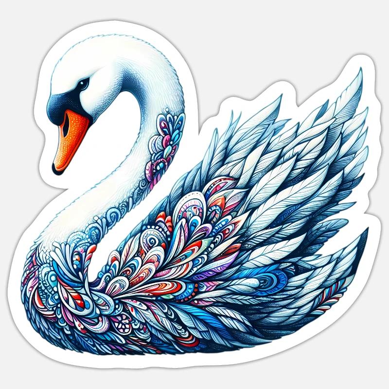 Schwan - Sticker Größe S (10 x 10 cm) - Mattweiß