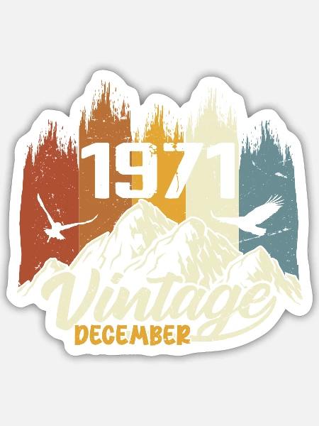 Geburtstagsgeschenk geboren im Dezember 1971 - Sticker Größe S (10 x 10 cm) - Mattweiß