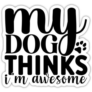 dog awesome - Sticker Größe S (10 x 10 cm) - Mattweiß - Vorne