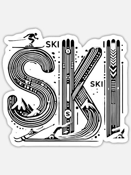 Ski Freeski Wintersport Skipiste Skifahrer - Sticker Größe S (10 x 10 cm) - Mattweiß