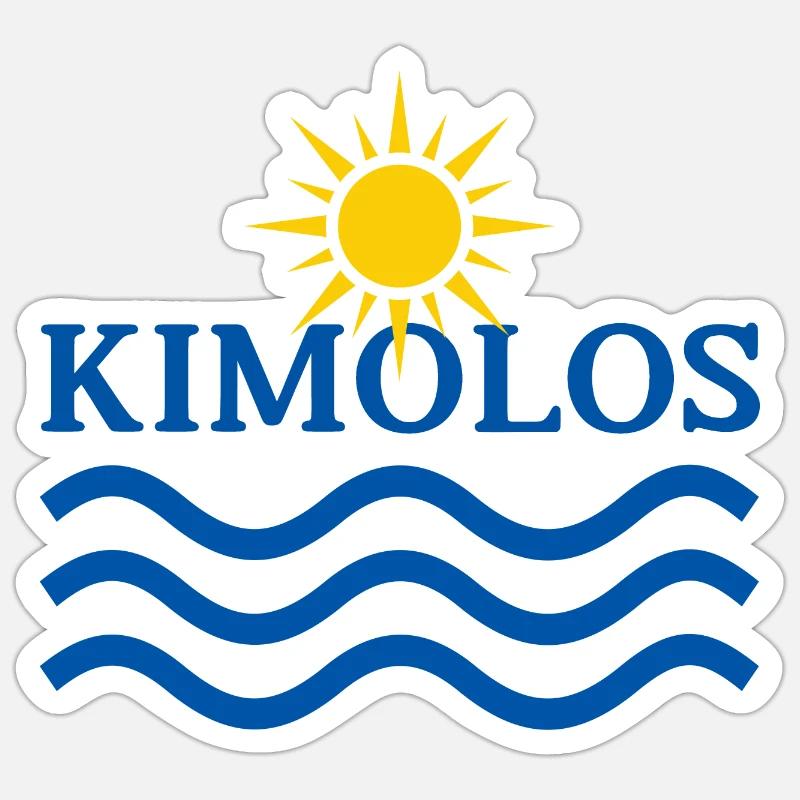 KIMOLOS Grèce, Eau du Soleil - Sticker taille S (10 x 10 cm) - blanc mat