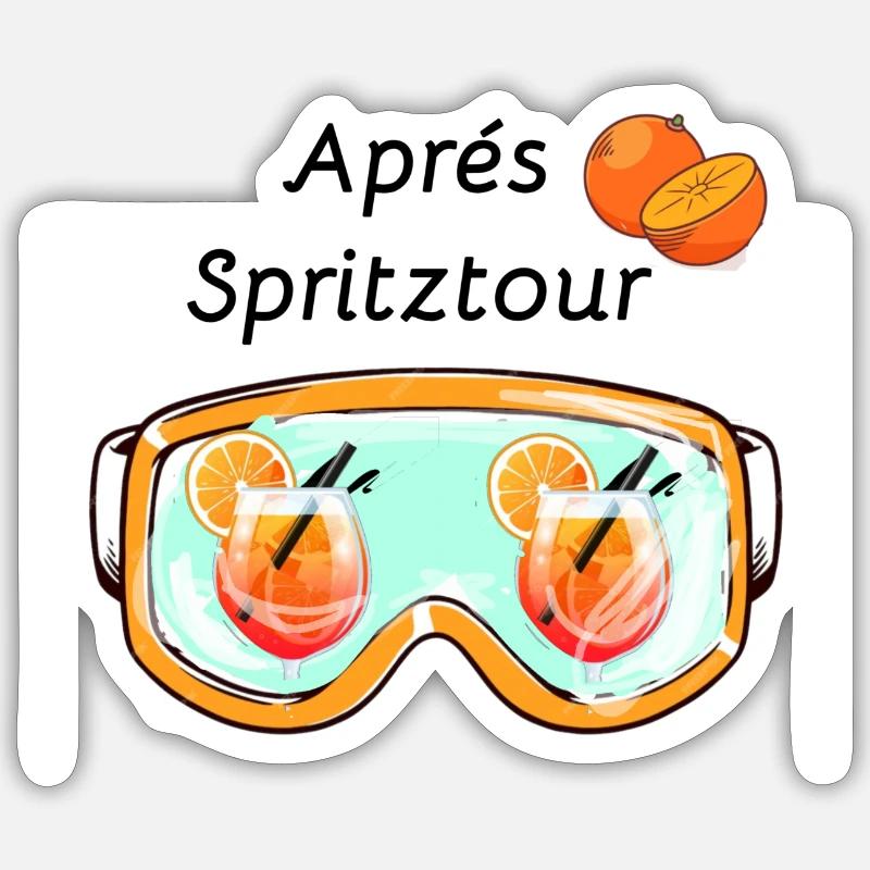 Après ski,spritzi, ski goggles, cocktail, ski,winter - Sticker size S (10 x 10 cm) - white matte