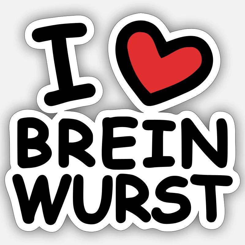 I Love Breinwurst - Sticker Größe S (10 x 10 cm) - Mattweiß