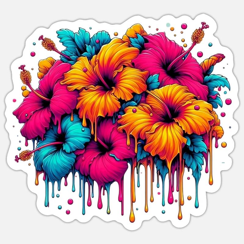 Fiori di Ibisco - Sticker formato S (10 x 10 cm) - bianco opaco