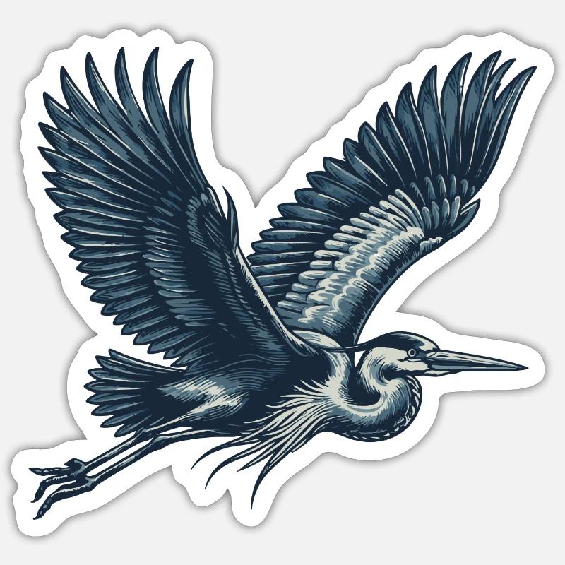 Héron - Sticker taille S (10 x 10 cm) - blanc mat