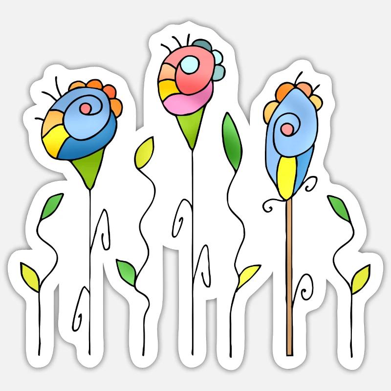 Fleur - Sticker taille S (10 x 10 cm) - blanc mat