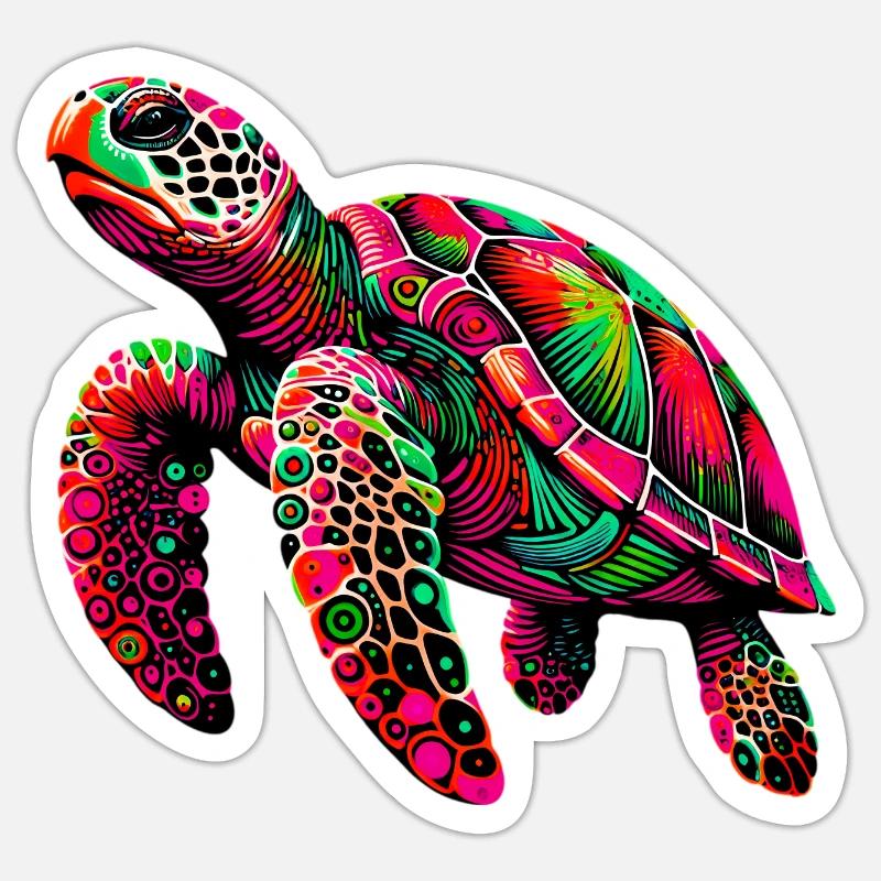 Schildkröte - Sticker Größe S (10 x 10 cm) - Mattweiß