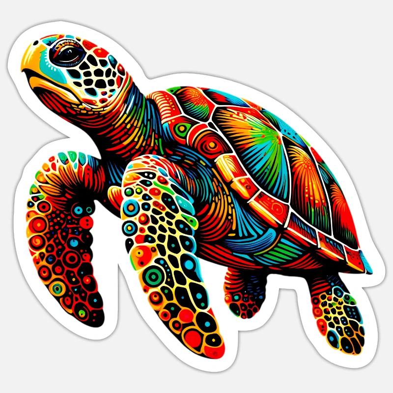 Tortue - Sticker taille S (10 x 10 cm) - blanc mat