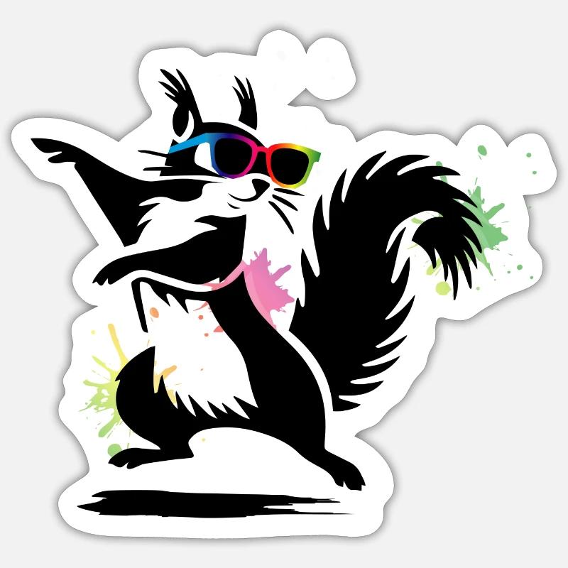 Stylish Squirrel with Sunglasses Stencil - Sticker size S (10 x 10 cm) - white matte