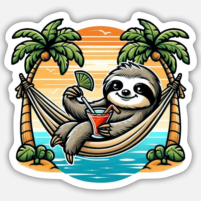 Sloth in hammock Sticker size S (10 x 10 cm)