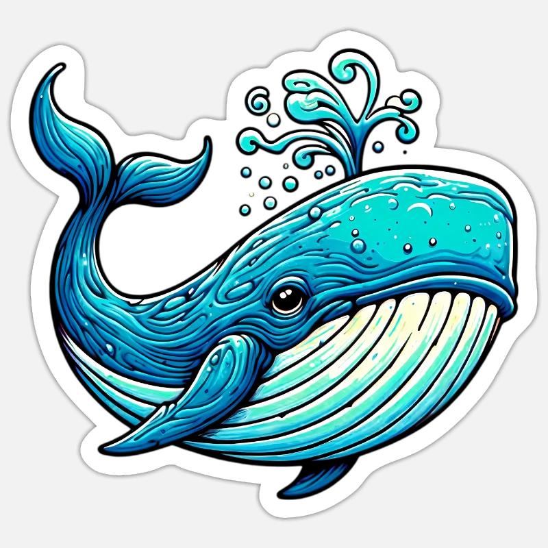 Wal - Sticker Größe S (10 x 10 cm) - Mattweiß
