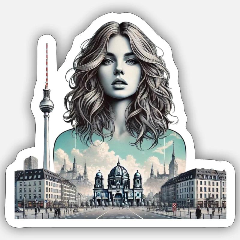 Berlin blending - Sticker Größe S (10 x 10 cm) - Mattweiß