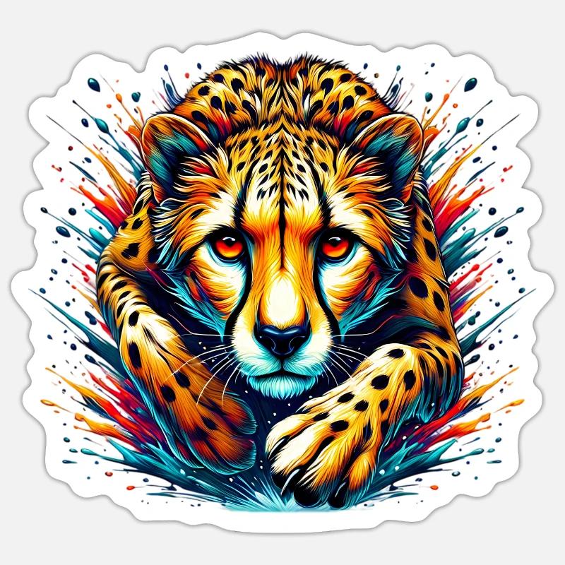 Gepard - Sticker Größe S (10 x 10 cm) - Mattweiß