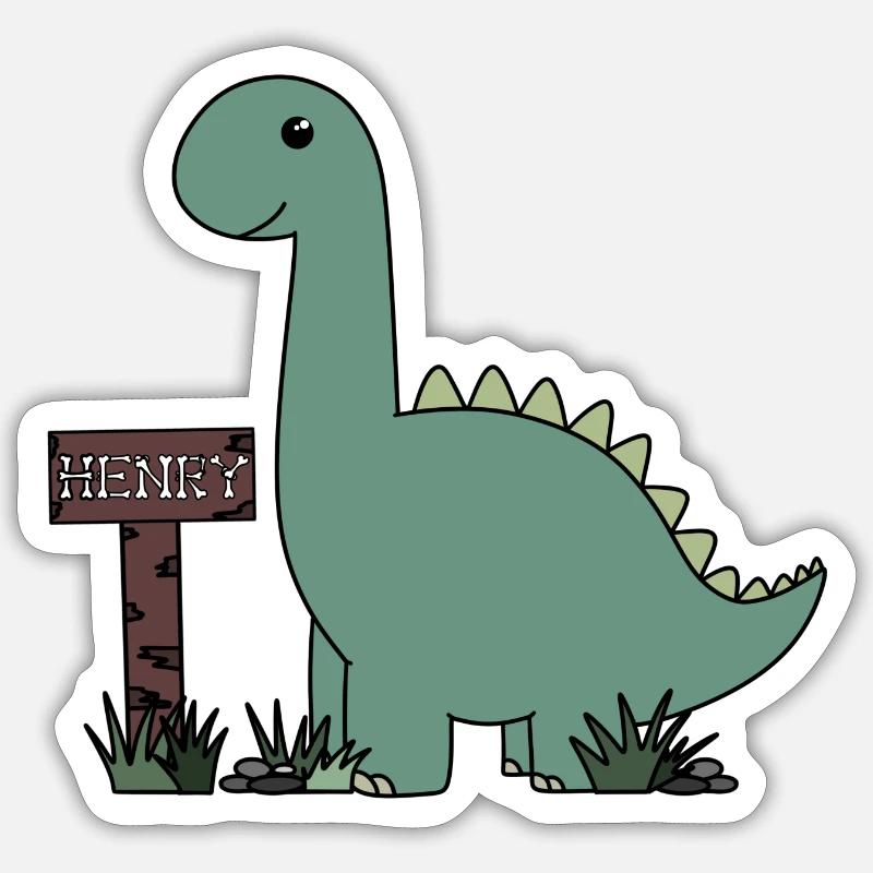 Dino Henry - Sticker taille S (10 x 10 cm) - blanc mat