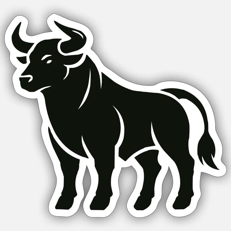 taureau - Sticker taille S (10 x 10 cm) - blanc mat