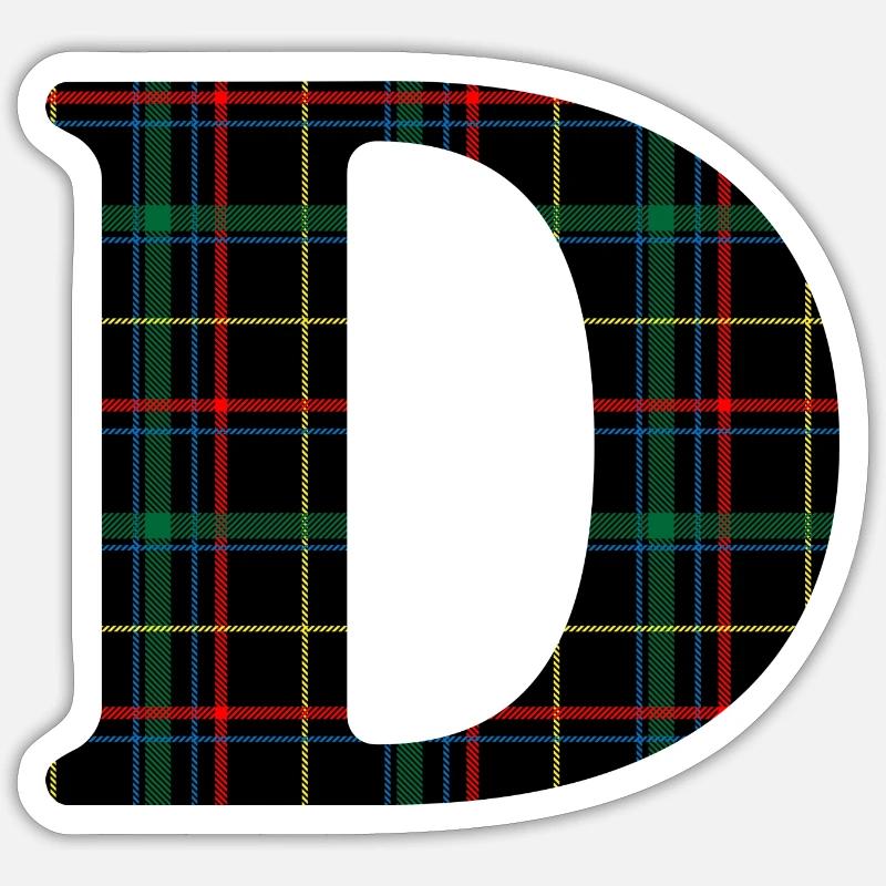 Monogramme d tartan écossais - Sticker taille S (10 x 10 cm) - blanc mat