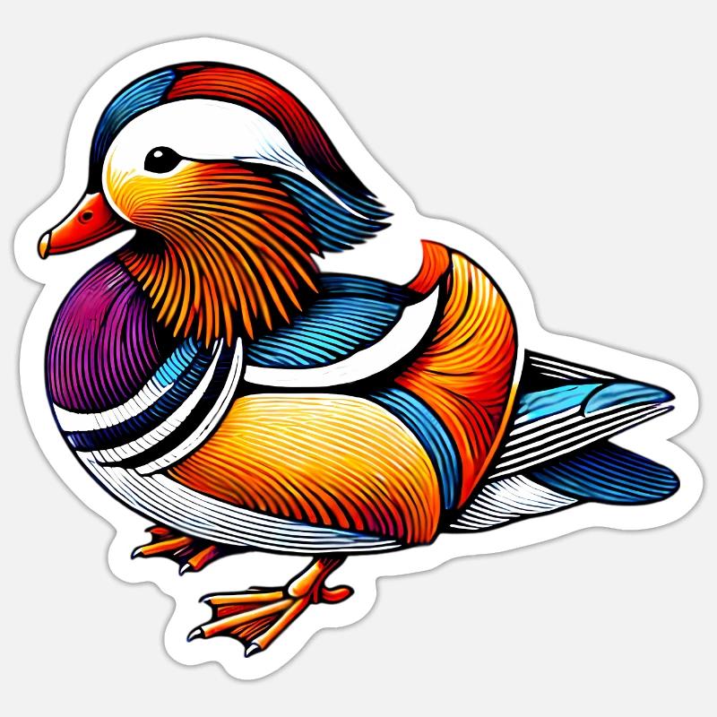 Mandarin duck - Sticker size S (10 x 10 cm) - white matte