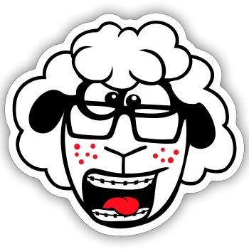 mouton nerd hornglasses fermoir lunettes geek smart - Sticker taille S (10 x 10 cm) - blanc mat - Devant