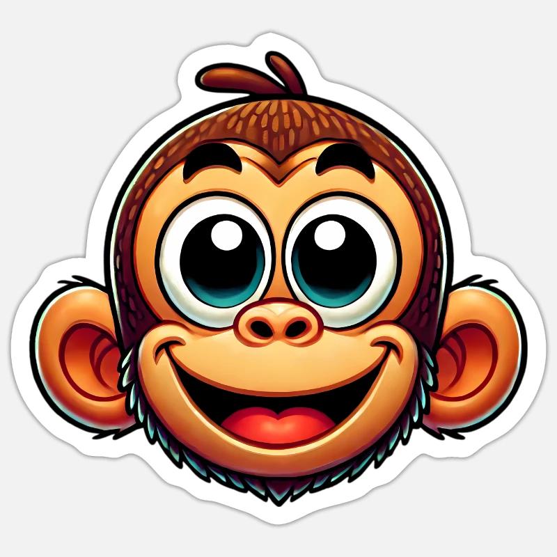 Affe - Sticker Größe S (10 x 10 cm) - Mattweiß