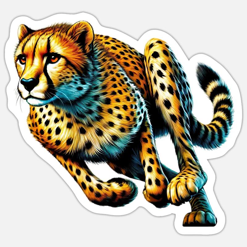 Guépard - Sticker taille S (10 x 10 cm) - blanc mat