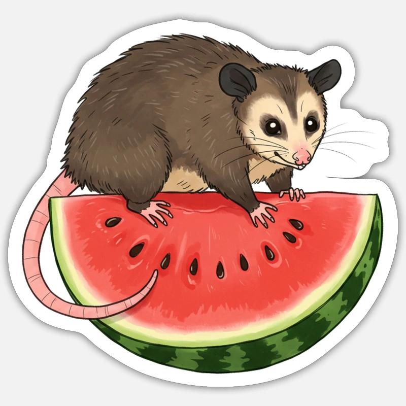 Opossum à la pastèque Sticker taille S (10 x 10 cm)