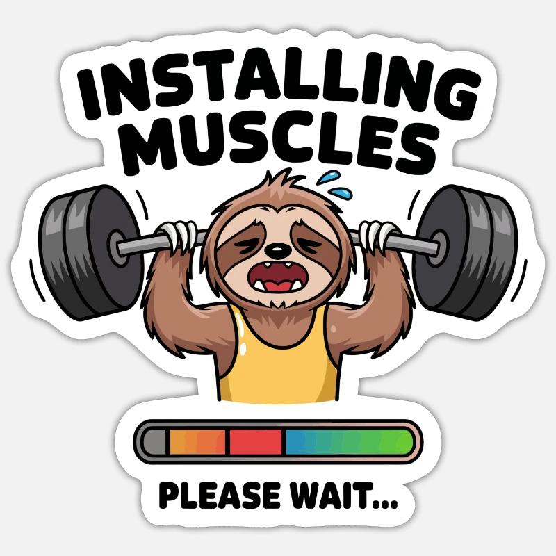 Loading Muscles Sloth Sticker size S (10 x 10 cm)