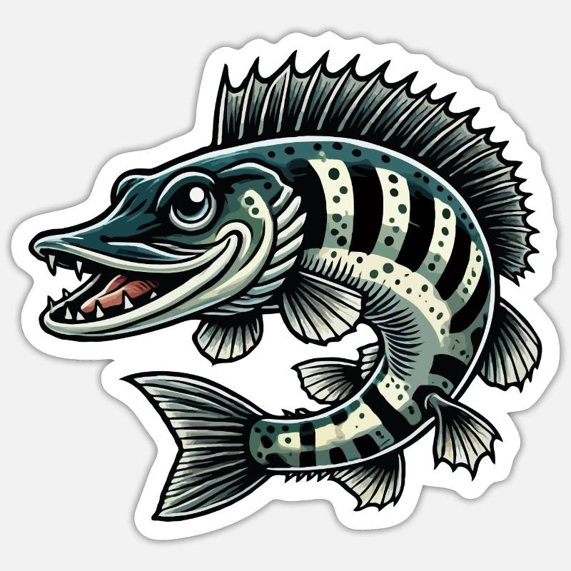 Pike - Sticker size S (10 x 10 cm) - white matte