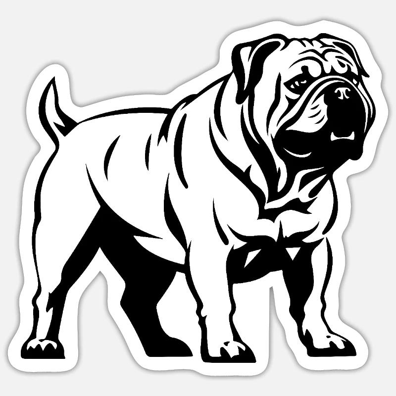 Chien Bulldogg - Sticker taille S (10 x 10 cm) - blanc mat