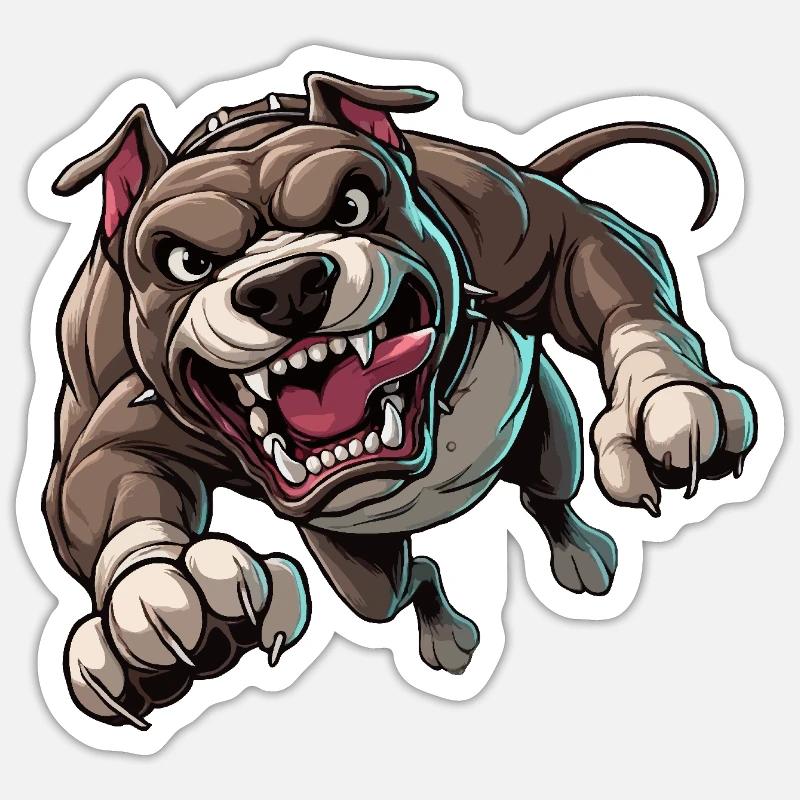 Attaques de pitbulls - Sticker taille S (10 x 10 cm) - blanc mat