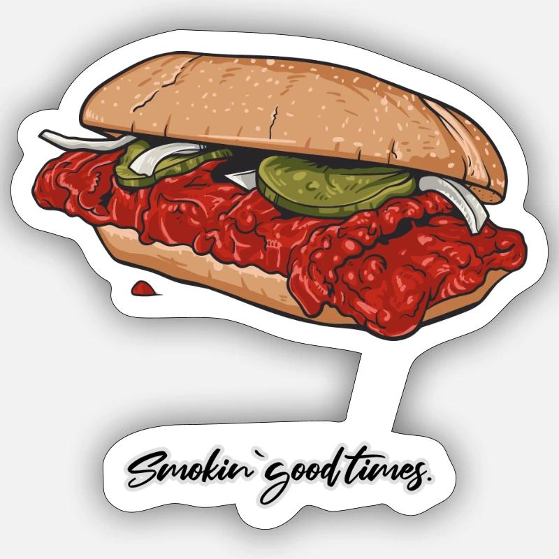 BBQ // Illustration - Sticker taille S (10 x 10 cm) - blanc mat