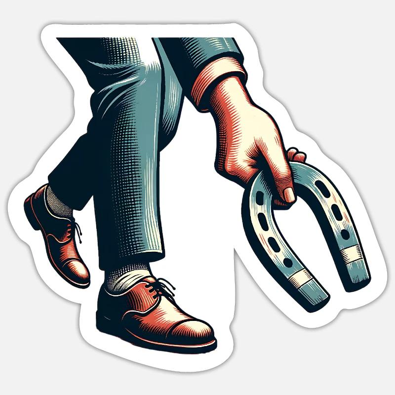 Hufeisenwerfen Horseshoe Pitching - Sticker Größe S (10 x 10 cm) - Mattweiß