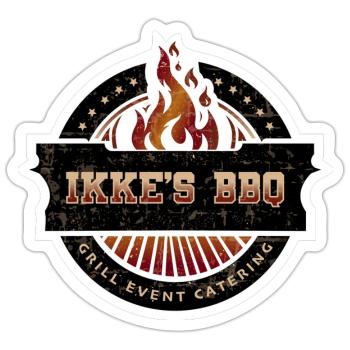 IKKE´S BBQ - Sticker Größe S (10 x 10 cm) - Mattweiß - Vorne