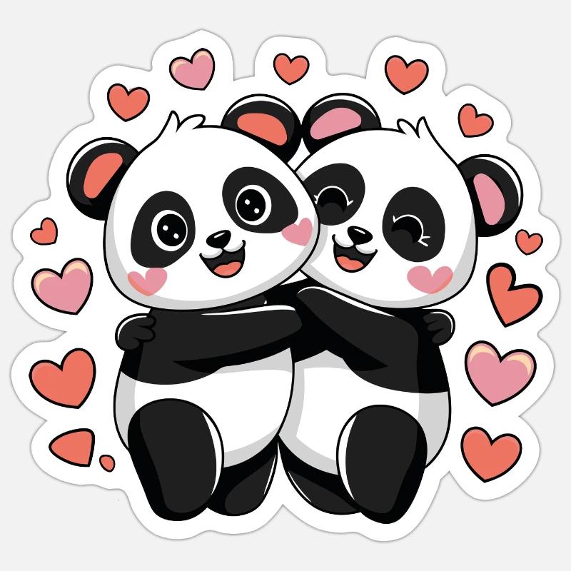 Panda Love - Sticker size S (10 x 10 cm) - white matte