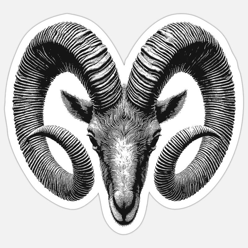 Schafbock - Sticker Größe S (10 x 10 cm) - Mattweiß