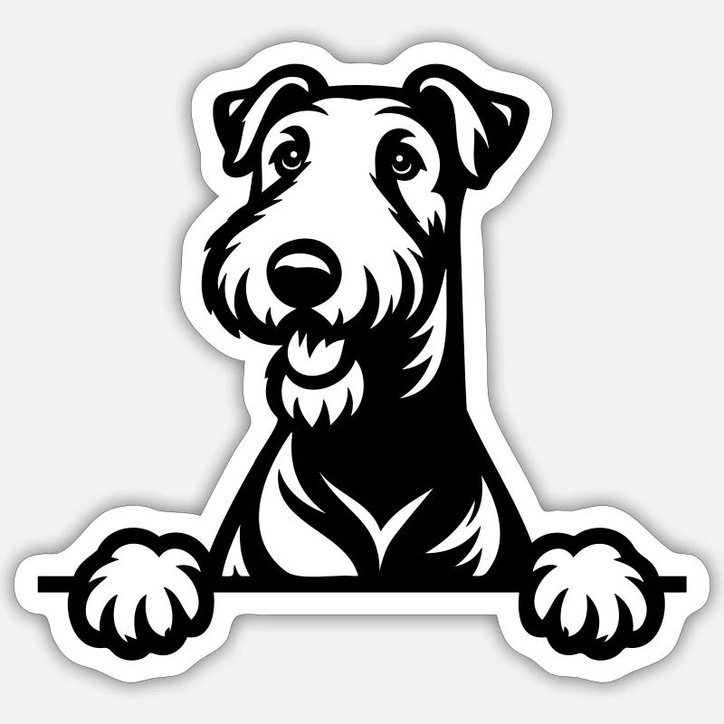 Airedale Terrier - Sticker Größe S (10 x 10 cm) - Mattweiß