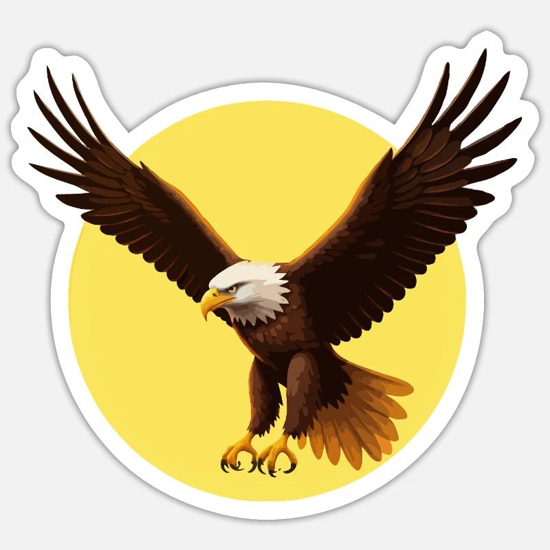 Aigle devant le soleil Sticker taille S (10 x 10 cm)