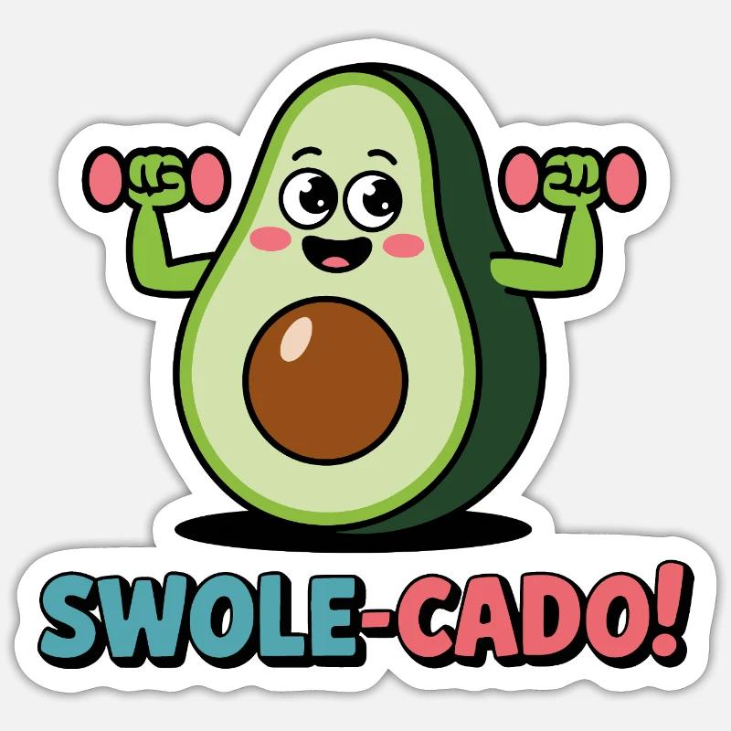 Swole-Cado ! - Sticker size S (10 x 10 cm) - white matte