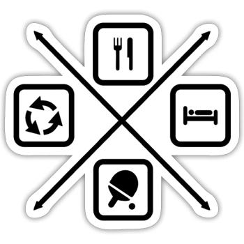 Life cycle of a table tennis player, ping-pong - Sticker size S (10 x 10 cm) - white matte - Front