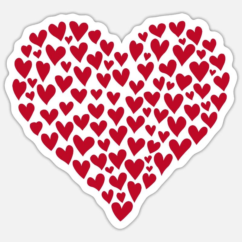 Herz aus Herzen - Sticker Größe S (10 x 10 cm) - Mattweiß