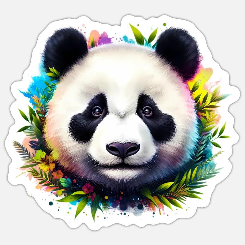 Panda - Sticker taille S (10 x 10 cm) - blanc mat