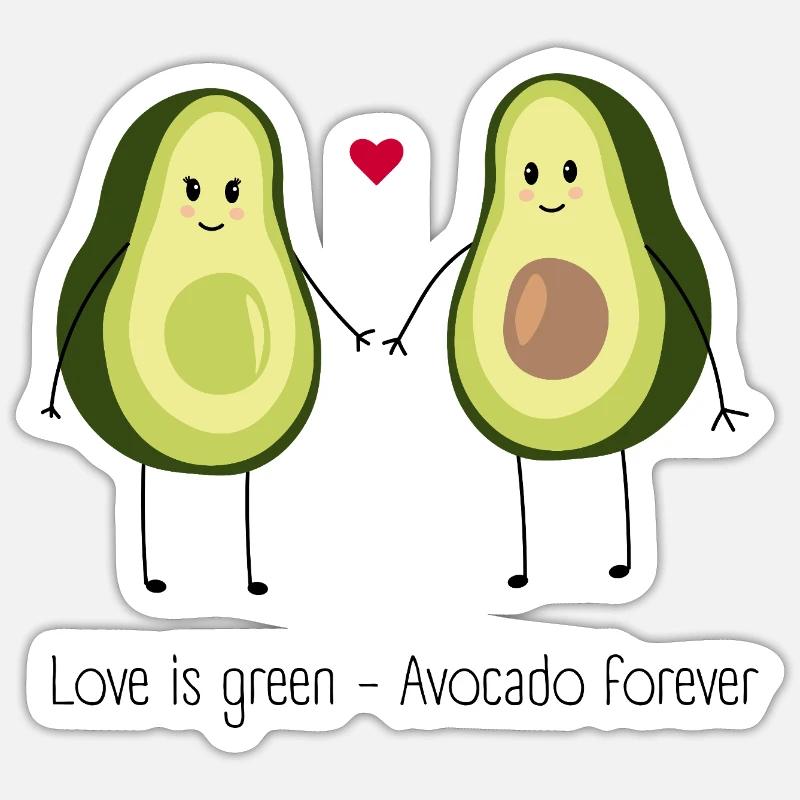 Avocado Love is Green Sticker Größe S (10 x 10 cm)