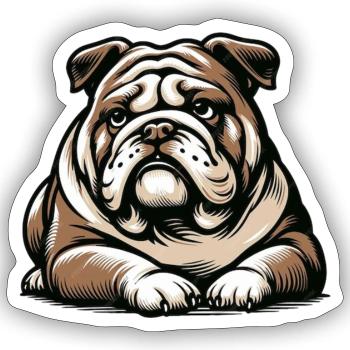 Bulldog: The Super Dog - Sticker size S (10 x 10 cm) - white matte - Front