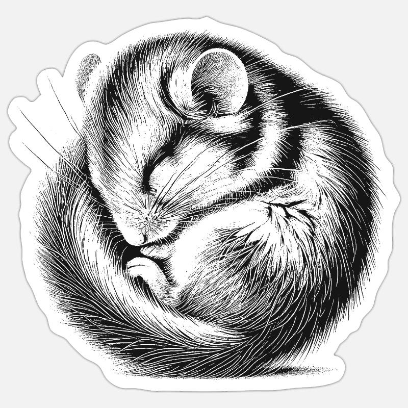 Siebenschläfer - Sticker Größe S (10 x 10 cm) - Mattweiß