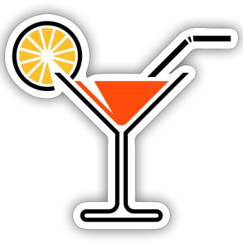 Cocktail Glass / Martini Glass + (Orange) - Sticker size S (10 x 10 cm) - white matte - Front