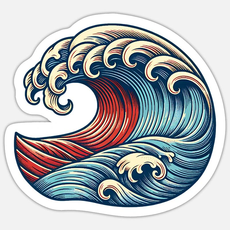 Welle - Sticker Größe S (10 x 10 cm) - Mattweiß