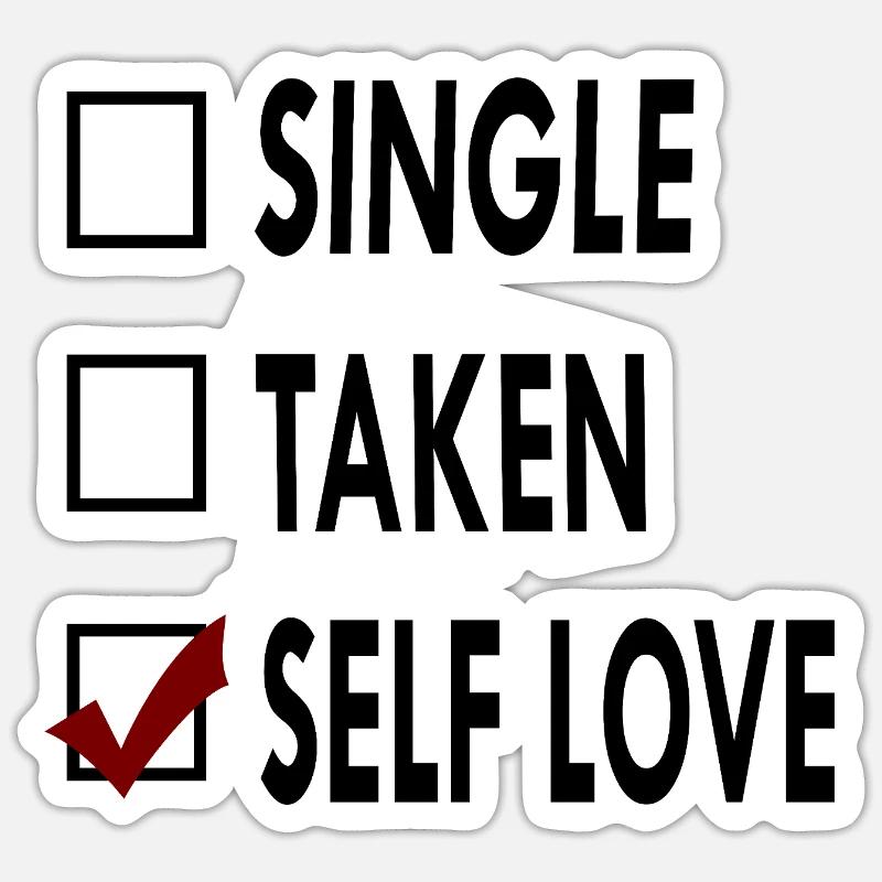 SINGLE noir blanc SELF - Sticker taille S (10 x 10 cm) - blanc mat